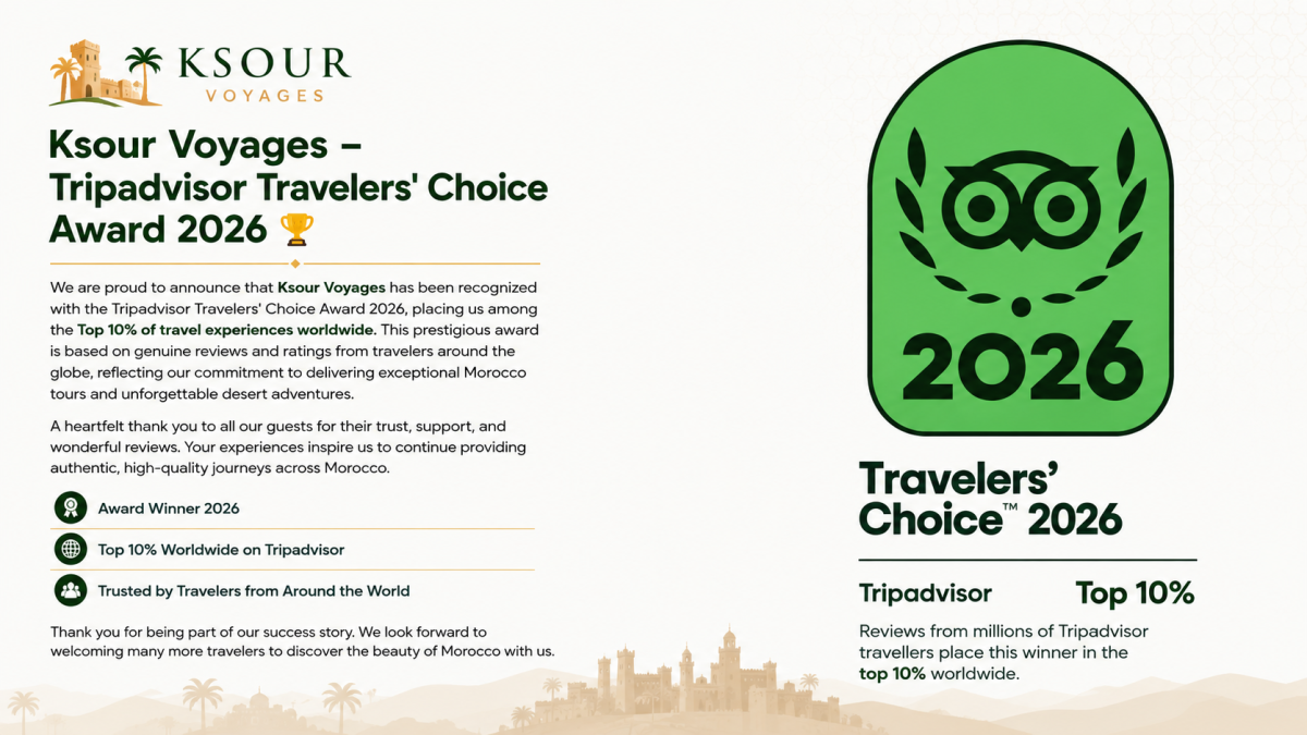 Ksour Voyages – Tripadvisor Travelers' Choice Award 2026 🏆